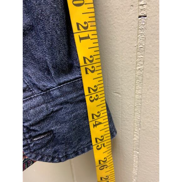 John Bartlett Consensus Blue Denim Elbow Patch Shirt Paisley Print Inner Size L - Picture 8 of 8